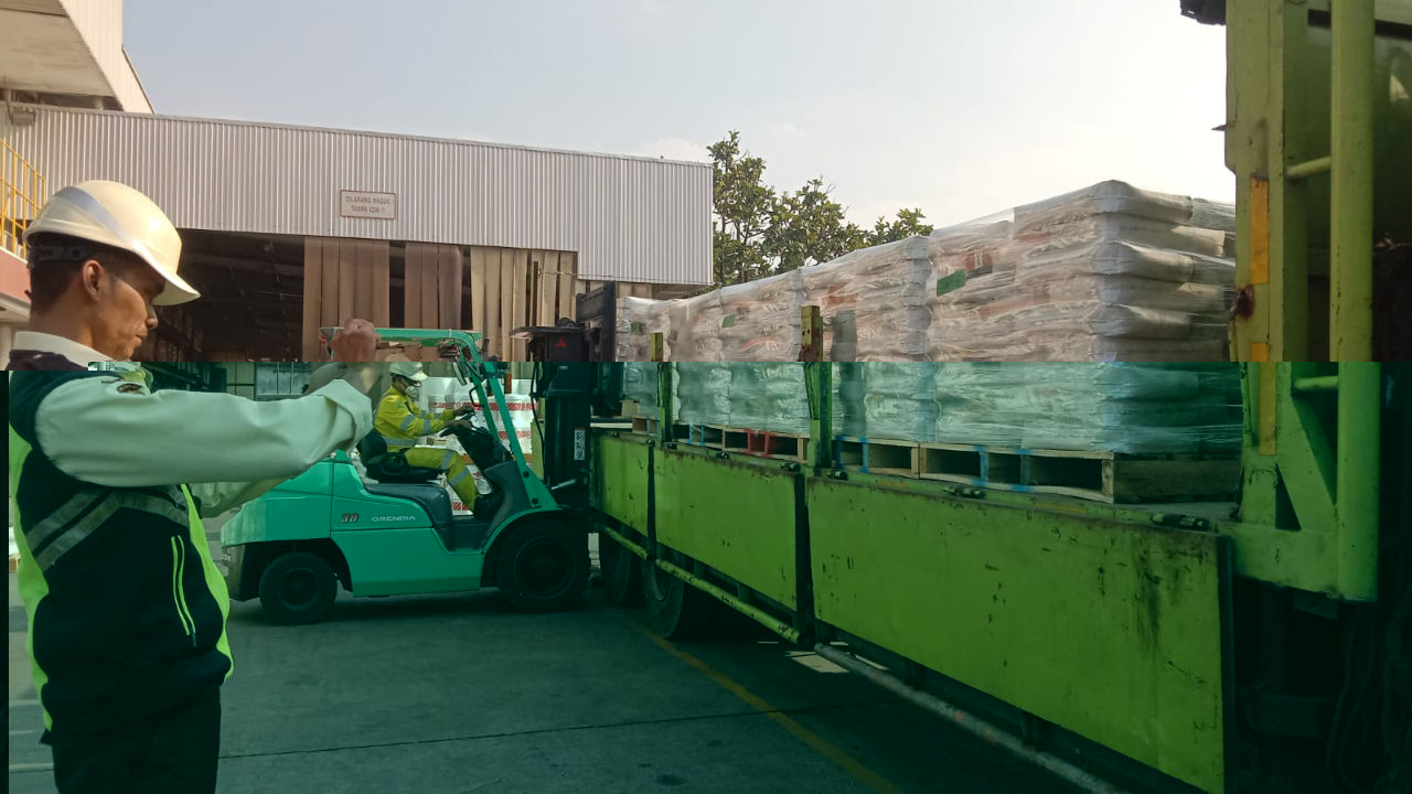 Pengiriman material Floor Hardener Fosroc Nitoflor Hardtop Super Green